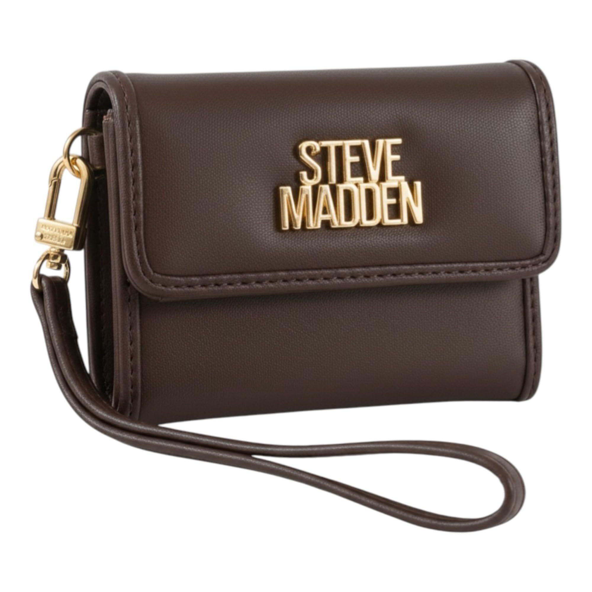 9366 Bcass Trifold Indexer Wallet With Wrist Strap Chocolate W/Gold